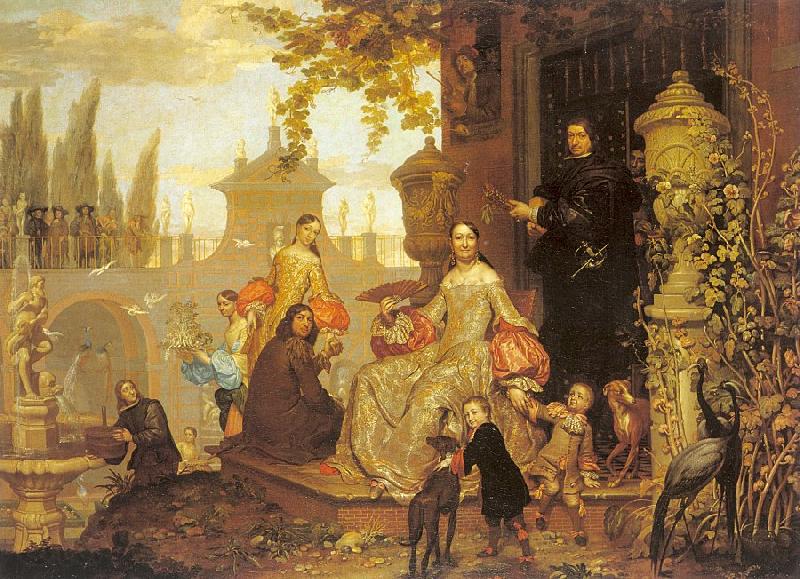 Jan Van Kessel the Younger Portrait of a Family in a Garden Spain oil painting art